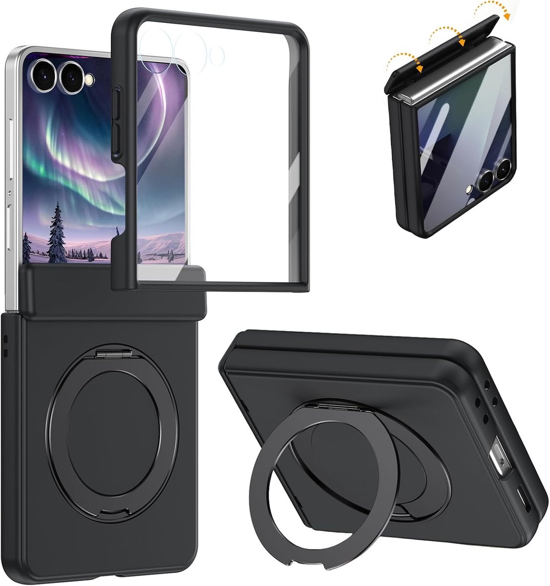 Hoesje voor Samsung Galaxy Z Flip8 met Standaard JR Zwart