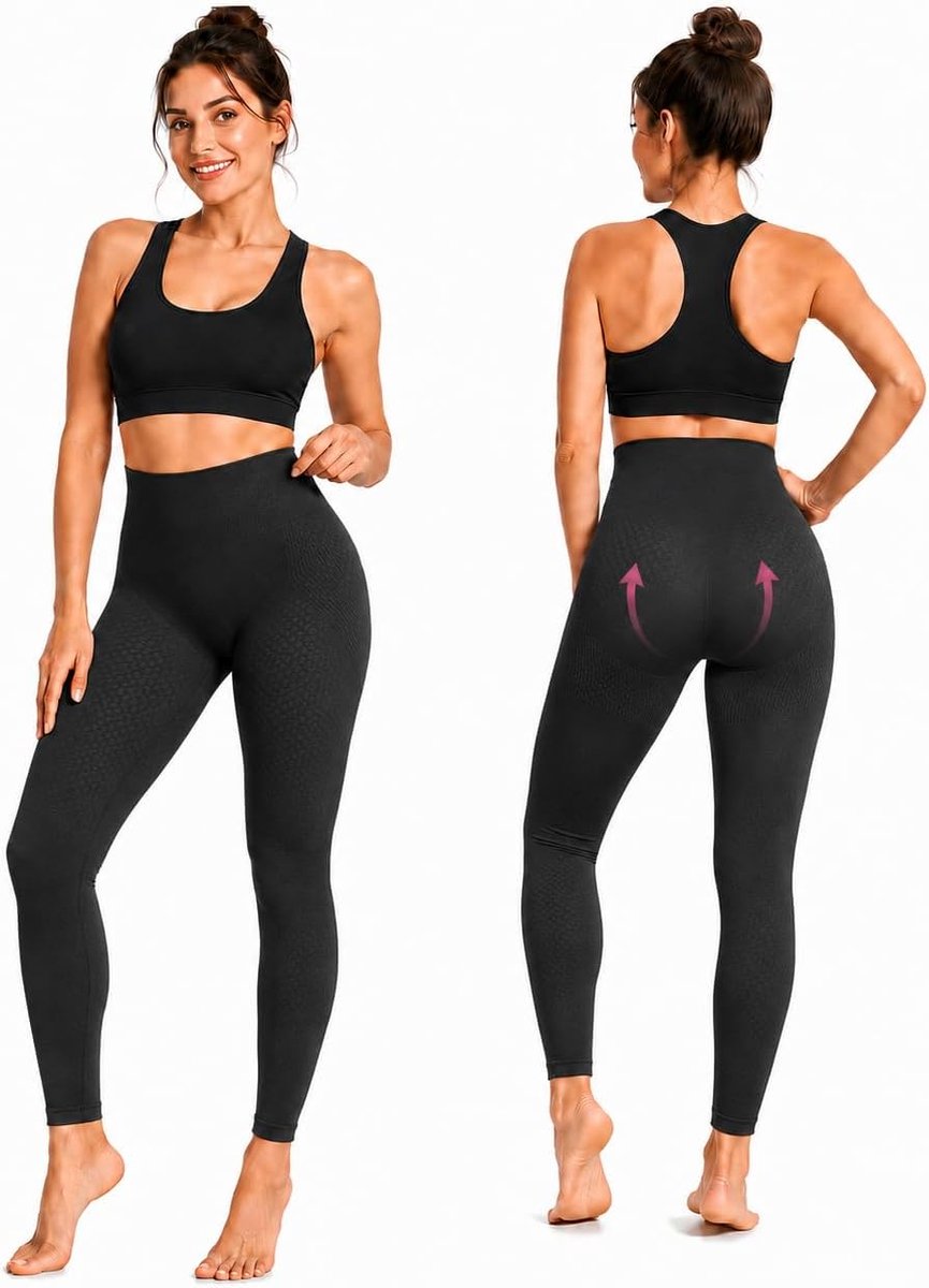 Anti-cellulitis, afslankende lange broek (legging), massage-effect met toermalijnbolletjes hoge taille