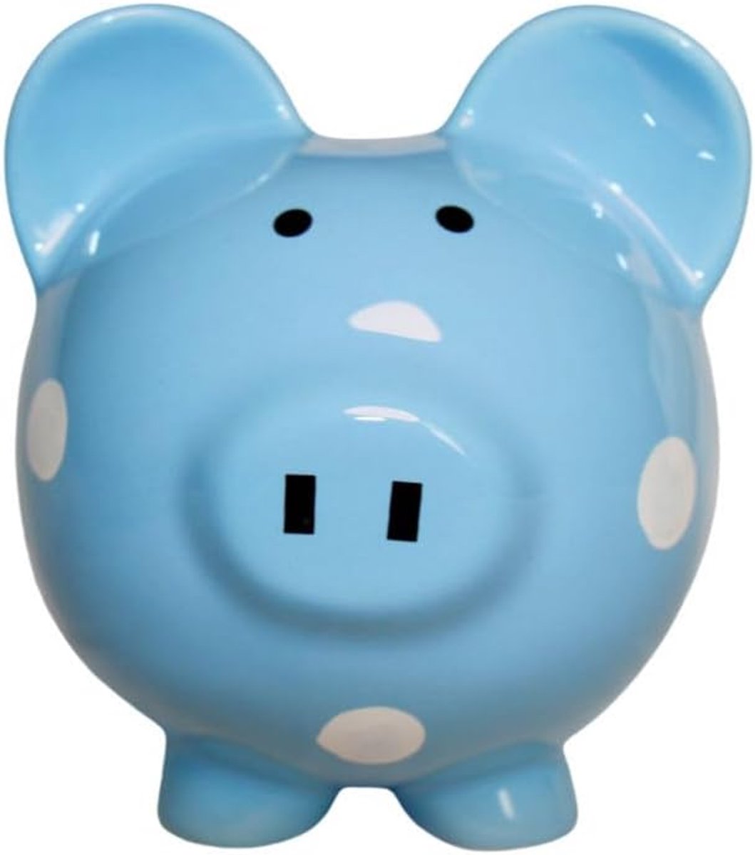 Spaarvarken Spaarpot van Keramiek in Blauw 15,5 x 12,5 x 14 cm Stijlvol Design voor Volwassenen en Kinderen Decoratief Cadeau Glanzende Afwerking Duurzaam en Stevig Spaarhulpmiddel