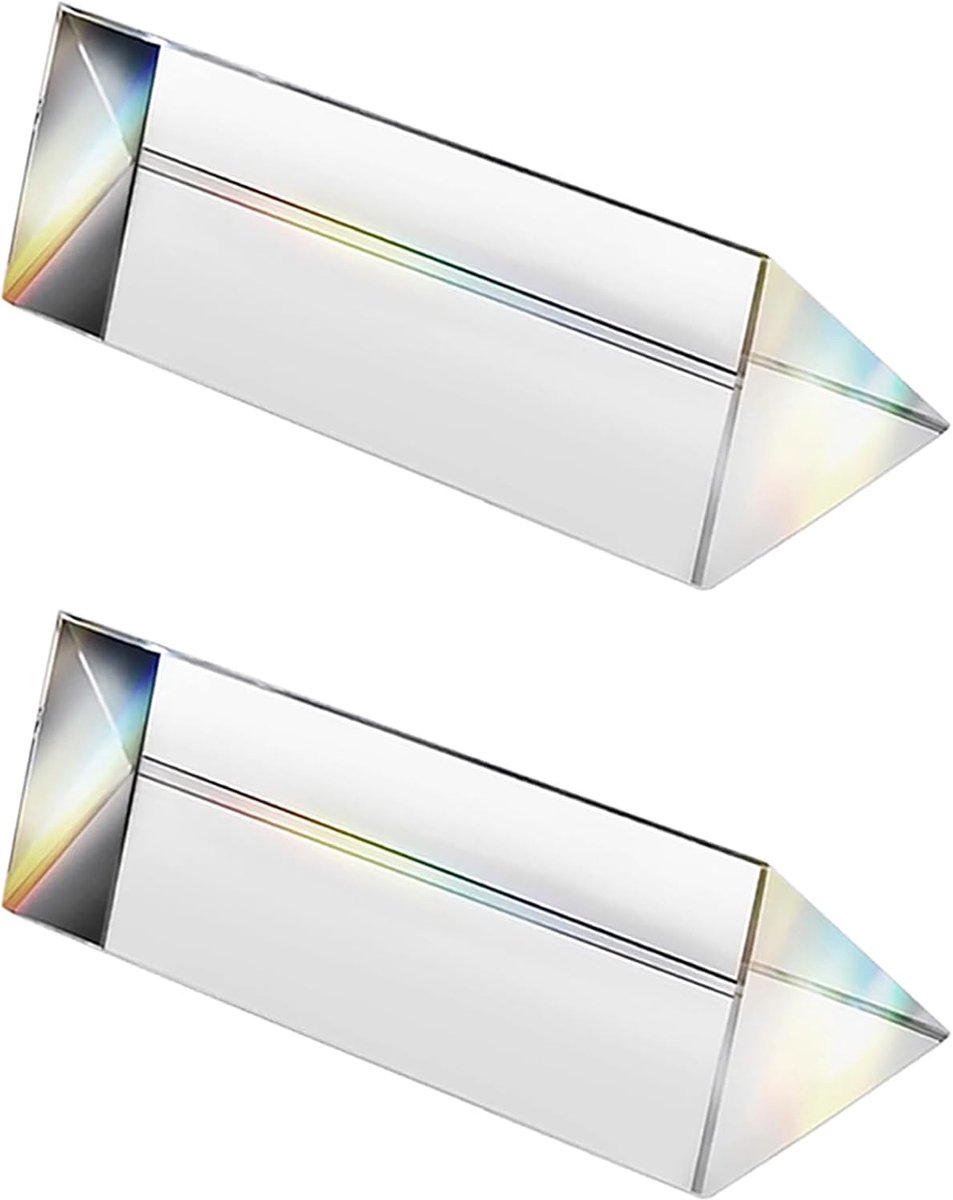 2 STKS Kristal Optisch Glas Driehoekig Prisma, 30 * 100mm Prisma Regenboog Spectrum Experimenten Glas, K9 Kristal Driehoek Prisma, Heldere Lens Voor Licht Spectrum Fysica, Regenboog Effect Foto