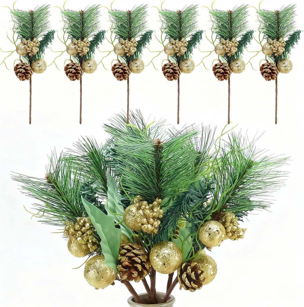 Kunstzinnig als echt, dennengroen, met bessen, dennenappels, decoratie voor Kerstmis, kersttakken, kunstdennentakken