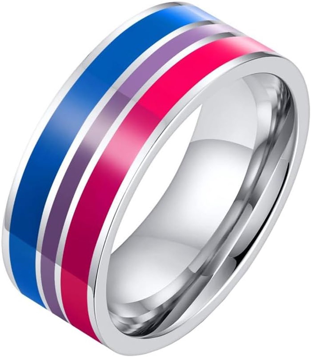 Roestvrij staal 8mm unieke koele emaille regenboog strepen homoseksuelen LGBT gay pride ring eeuwigheid paar trouwring