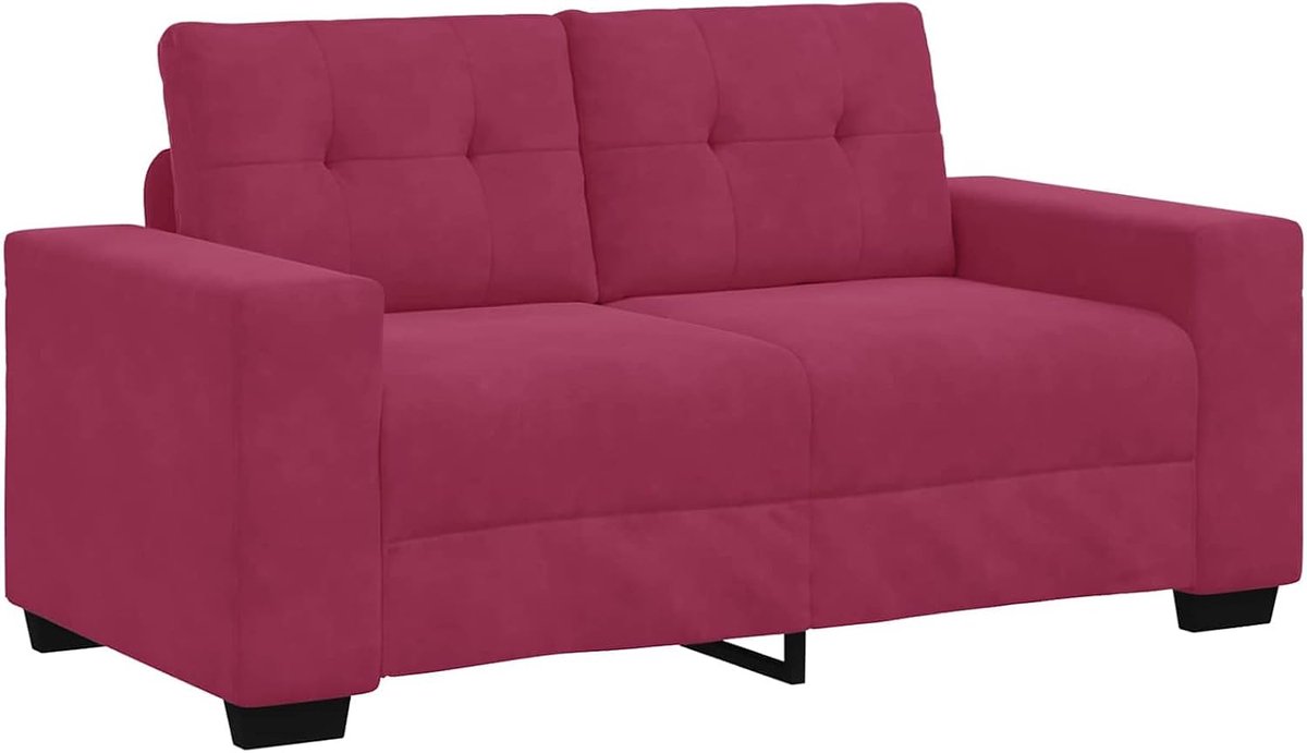 Tweezitsbank met kussen in wijnrood fluwelen stof en zitmeubel, fluwelen sofa voor woonkamer, slaapkamer, werkkamer