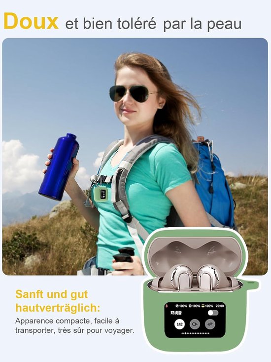 Hoes voor JBL Tour Pro 3 Wireless Headphones, daunke zachte siliconen beschermhoes, huidvriendelijk etui met karabijnhaak, volledige bescherming, matcha groen — afbeelding 5