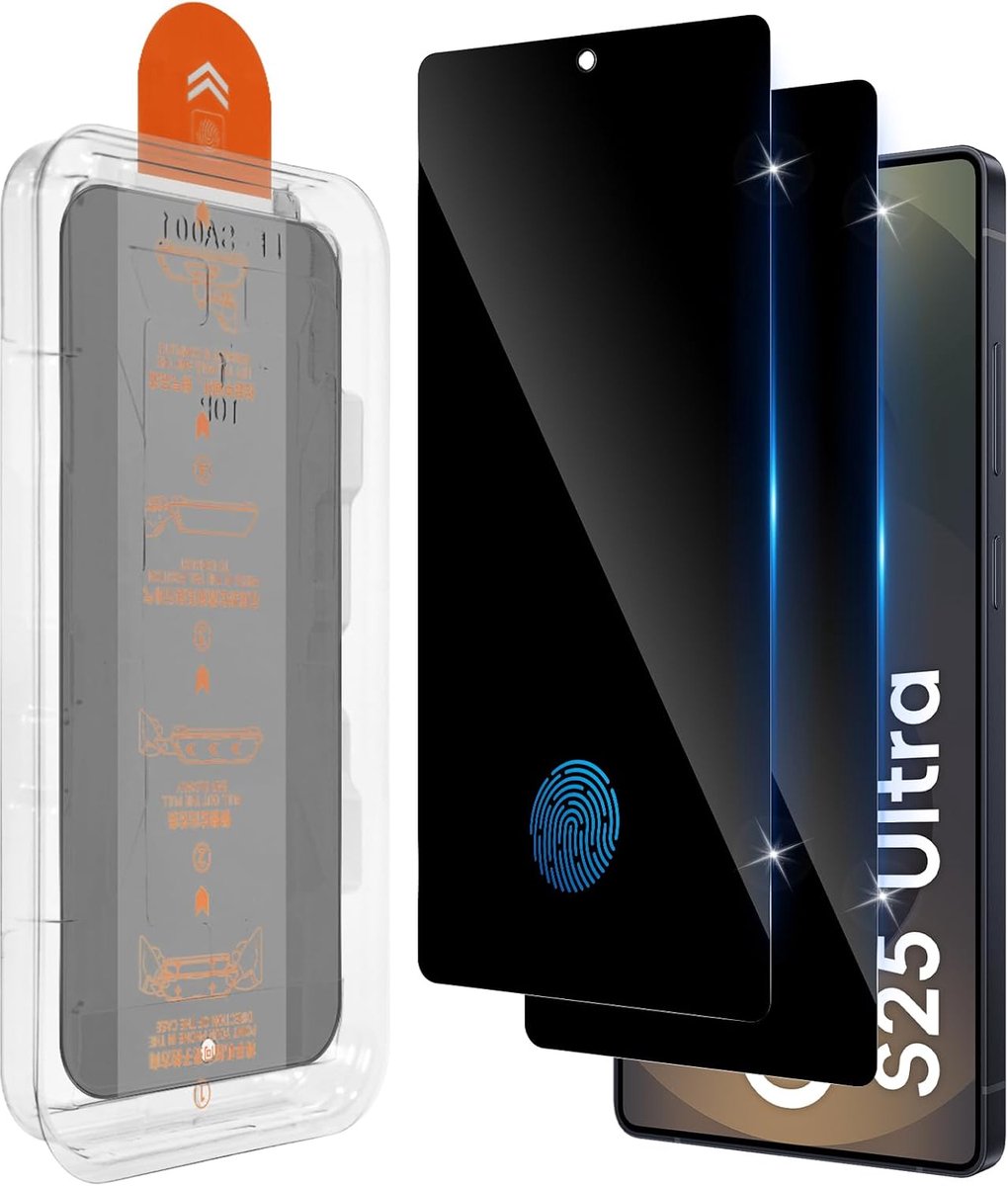 Inkijkbescherming voor Samsung Galaxy S25 Ultra 5G, voor pantserglas, 2 stuks, [autoinstallatie], zonder luchtbellen, anti-spy beschermfolie, 9H-hardheid, krasbestendig, privacyglas