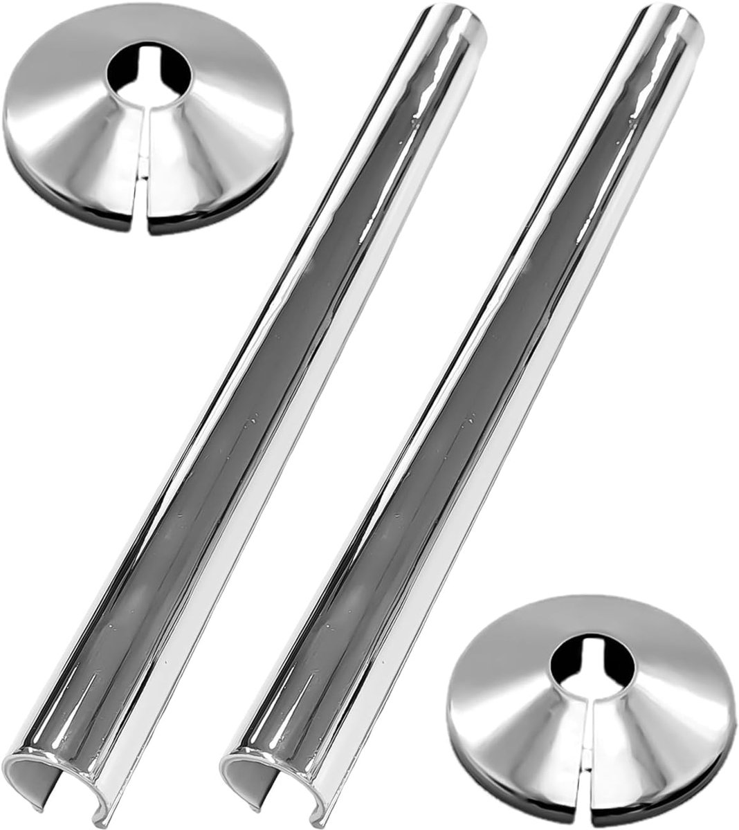 2 Onverwachte Pijpverbindingen, 2 Verchroomde Pijpdecoraties, De Decoraties Van De Radiatorpijp, 15Mm×200Mm Muurdecoratie.