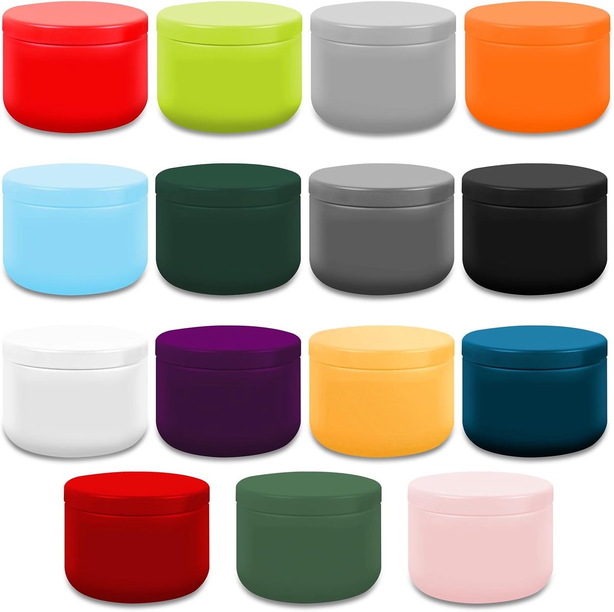 15 stuks kleurrijke theedoos voor losse thee bewaren, kleine metalen kruidenpotjes, ronde kruidenpotjes, 54 × 40 mm, theedoos