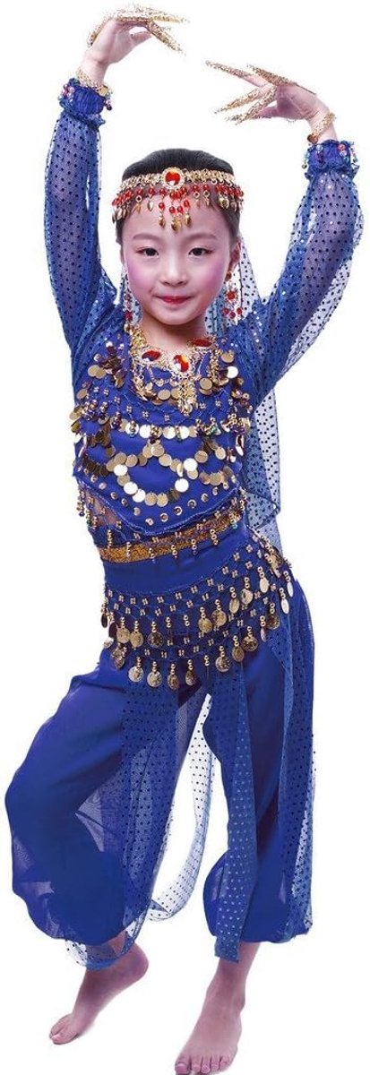 Meisjesjurk met lange mouwen, buikdans, Vaderdag, performance-set, alle accessoires