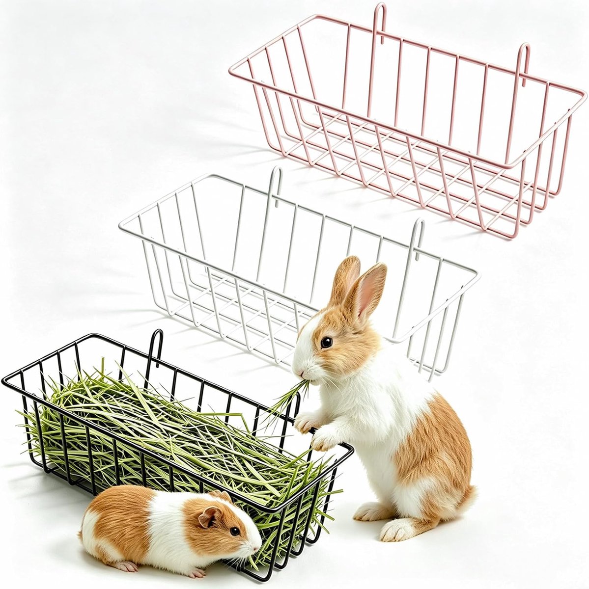 3 stuks metalen hooibak konijnen, hangend hooirek cavia's