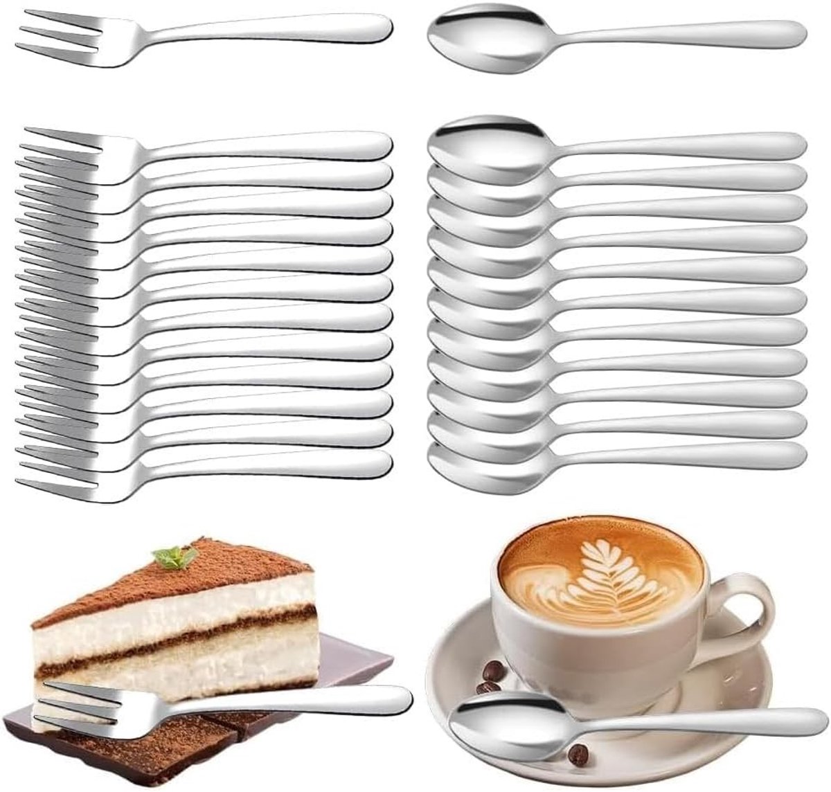Koffielepels - Zilver - 14,5 cm - Roestvrijstalen Set van 24 Stuks - Voor Feestjes en Dagelijks Gebruik