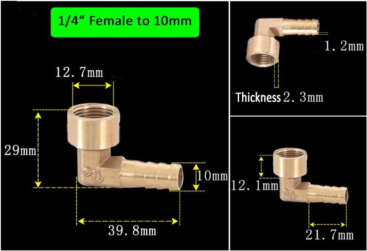 Elbow Pipe Connector 10mm Barbed Wire 1/4" BSP Vrouwelijke Aansluiting 90 Graden Slangadapter voor Tuin en Irrigatie