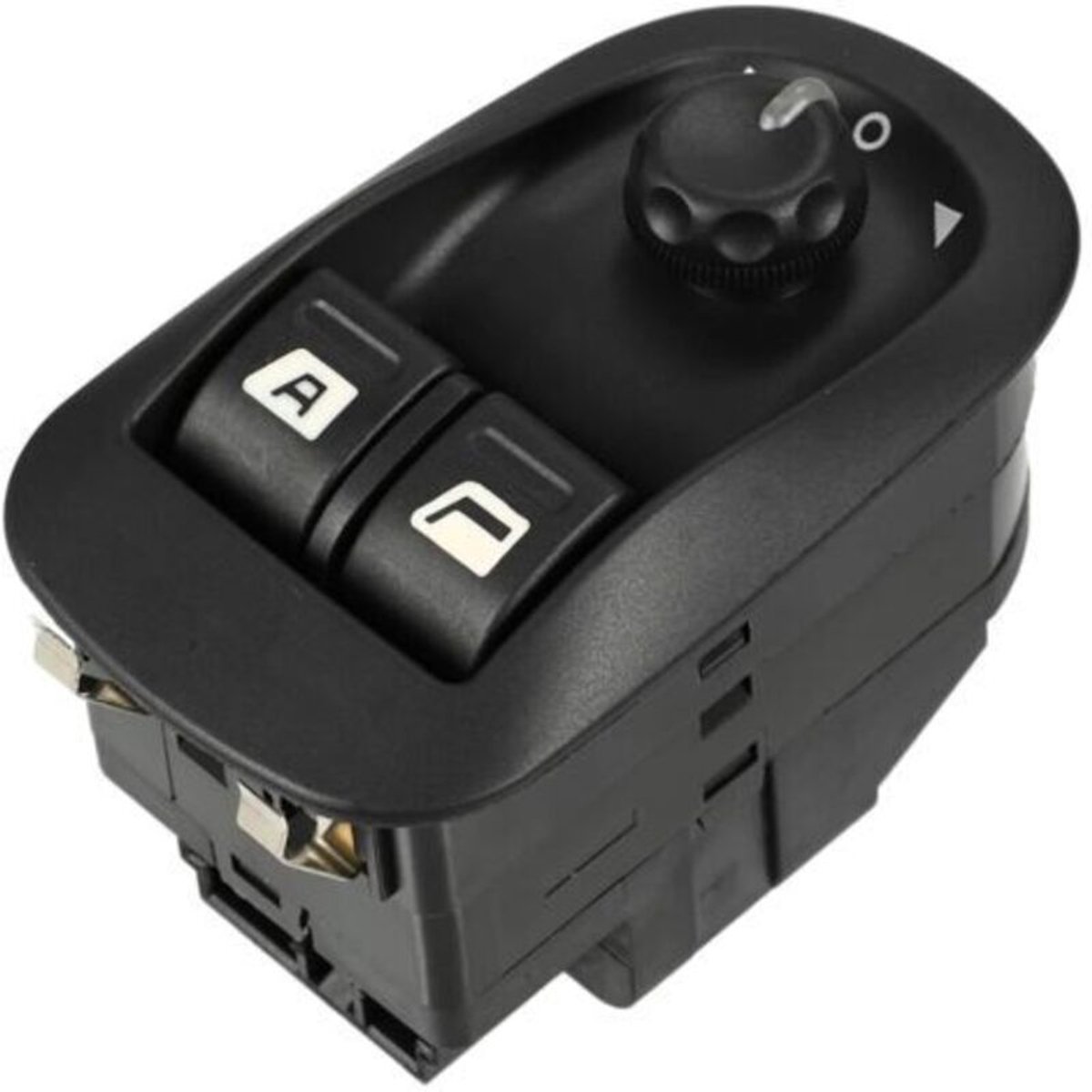 Elektrisch inklapbare zijspiegelbedieningsschakelaar geschikt voor Peugeot 206 (2000-2009), gemaakt van duurzaam zwart kunststof.