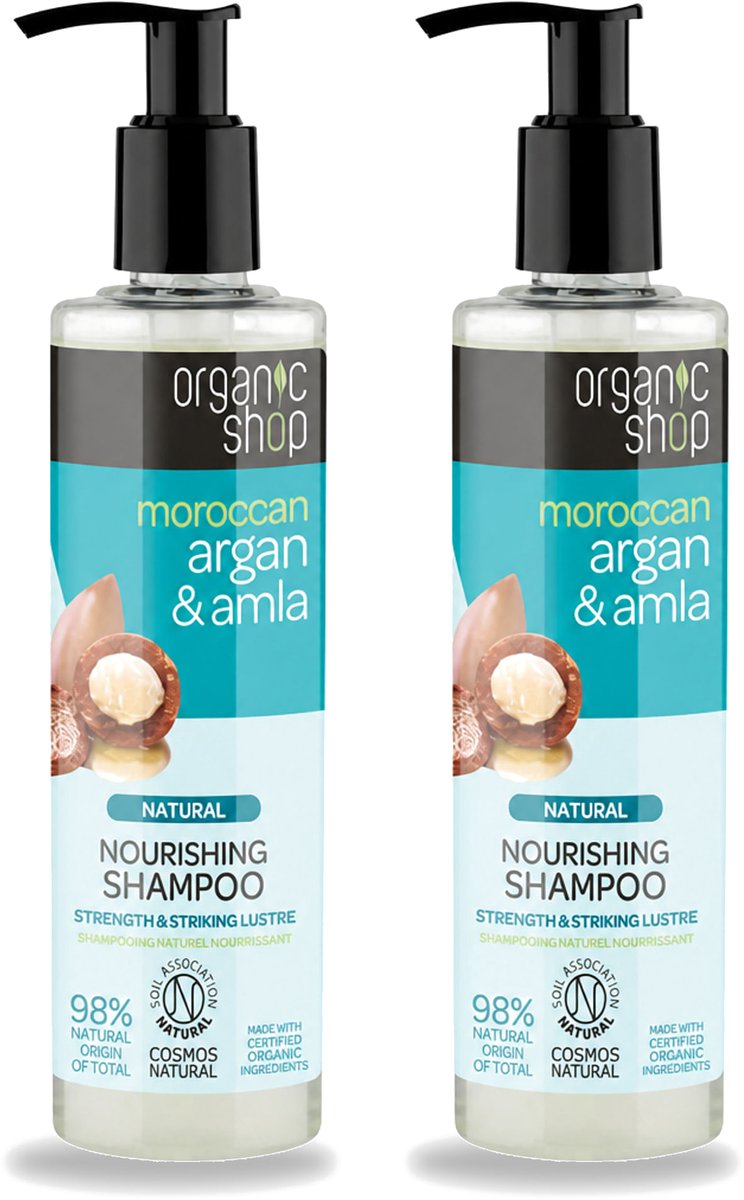 2 x Organic Shop - Natural Nourishing Shampoo - Argan Hair & Amla - Herstellend en Voedend - 280 ml - Voordeelverpakking - 2 stuks