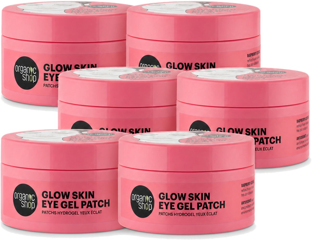6 x Organic Shop - Eye Gel Patch Berry Iced Tea & Antioxidant - Kalmerend en Hydraterend - 60 Patches - Voordeelverpakking - 6 stuks