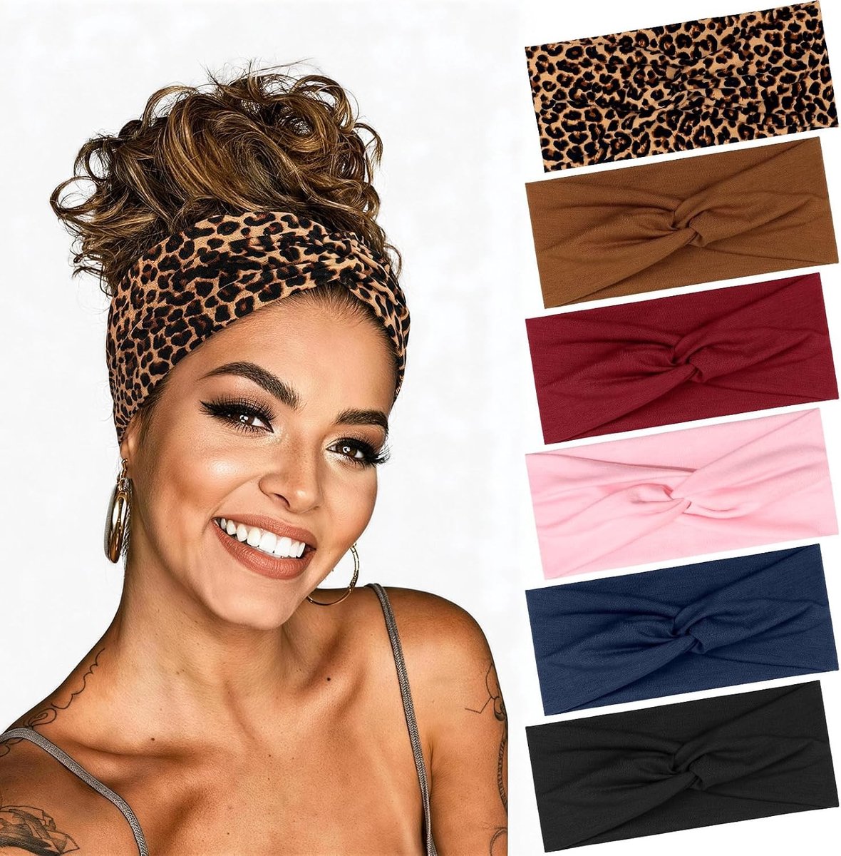 Hoofdband dames - Luipaardprint - 23 x 10 cm - Elastische Zachte Hoofdband - Voor Sport en Dagelijks Gebruik