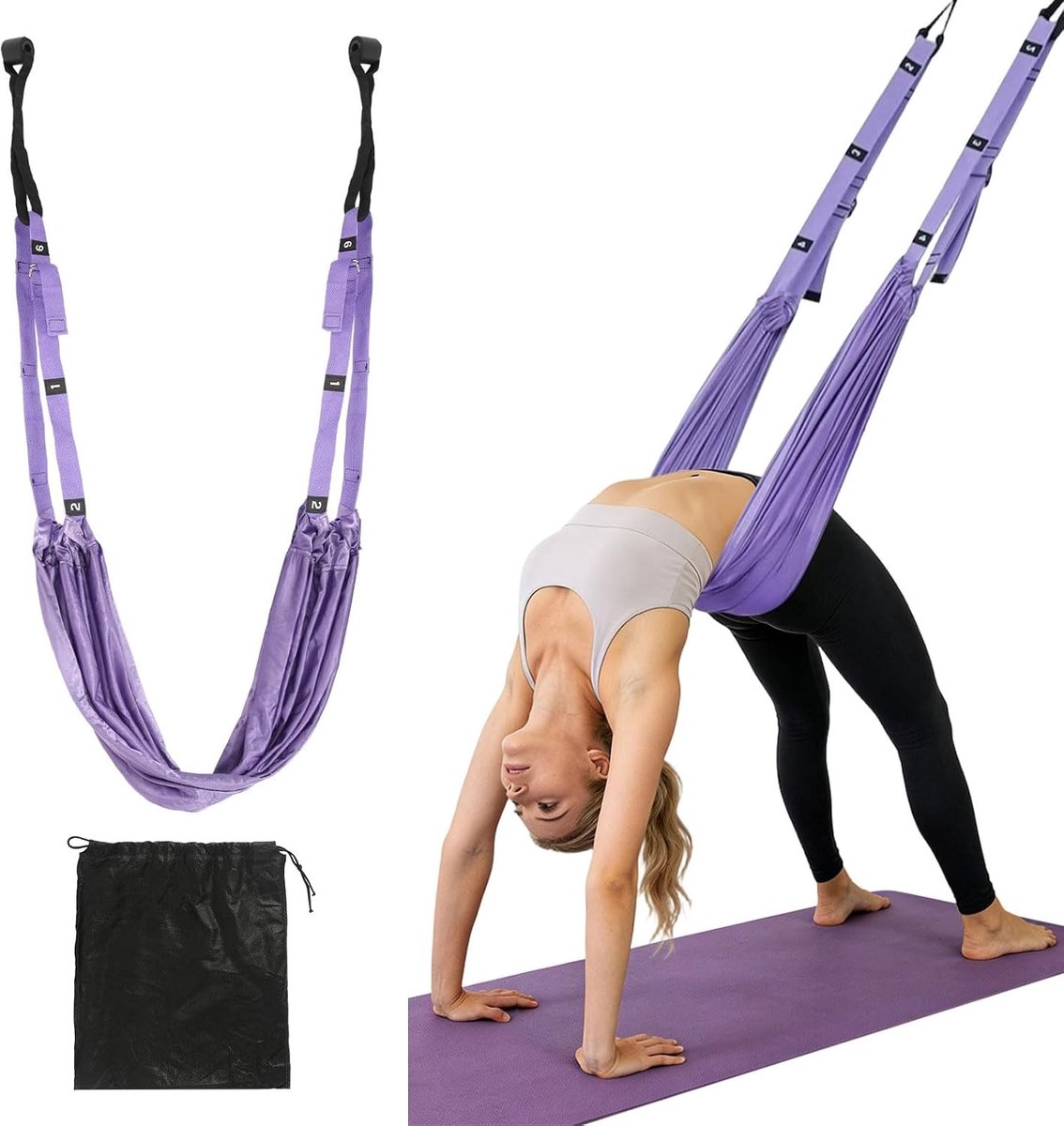 Verstelbare Aerial Yoga Strap en Stretch Band voor Deur en Beenstretcher - Ideaal voor Pilates, Splits en Gymnastiek met Polyester Katoen