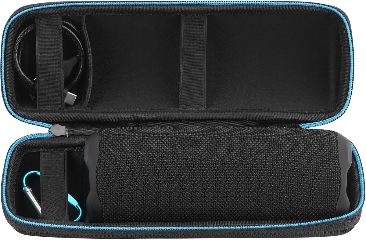 Draagtas voor Bluetooth luidspreker, geschikt voor JBL Flip 7/6/5/4/3, harde beschermhoes, schokbestendig, met ruimte voor kabels en oplader