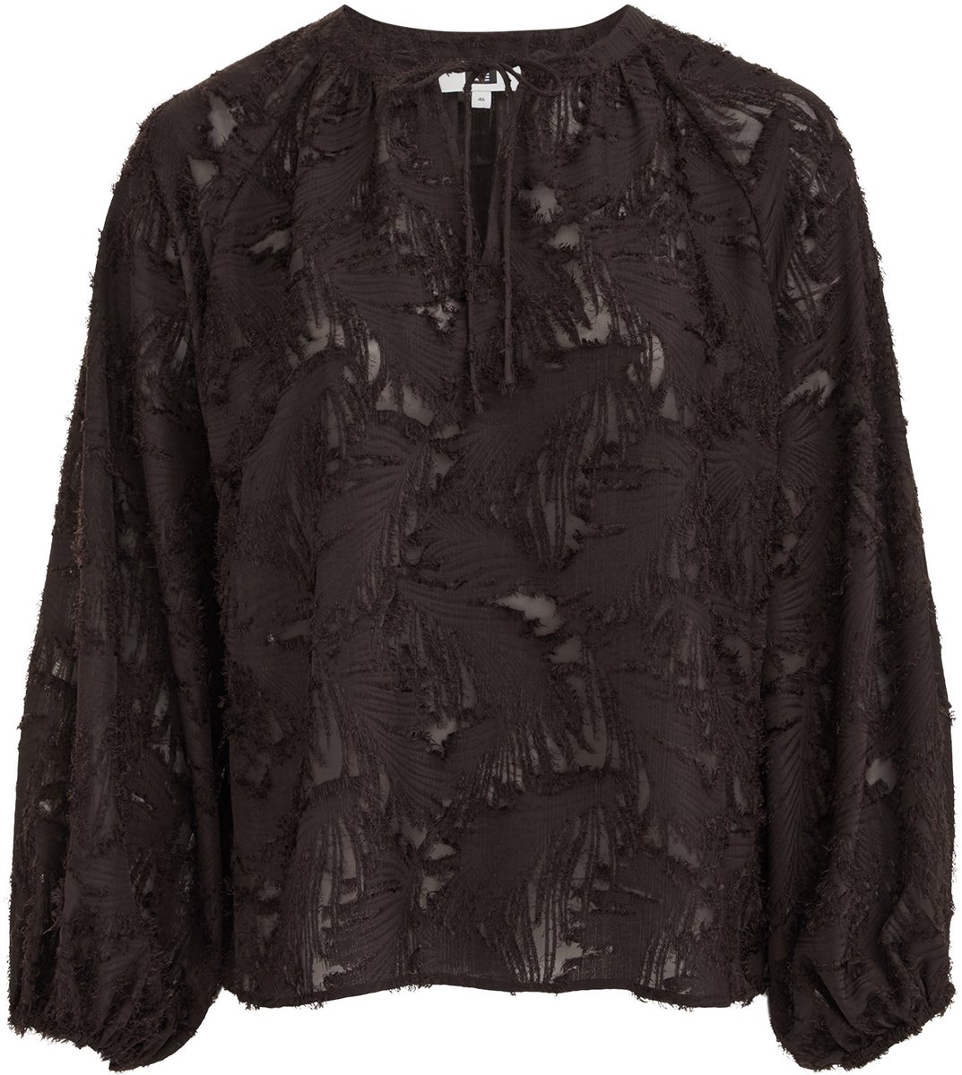 WE Fashion Dames blouse met ballonmouwen en structuur - Curve