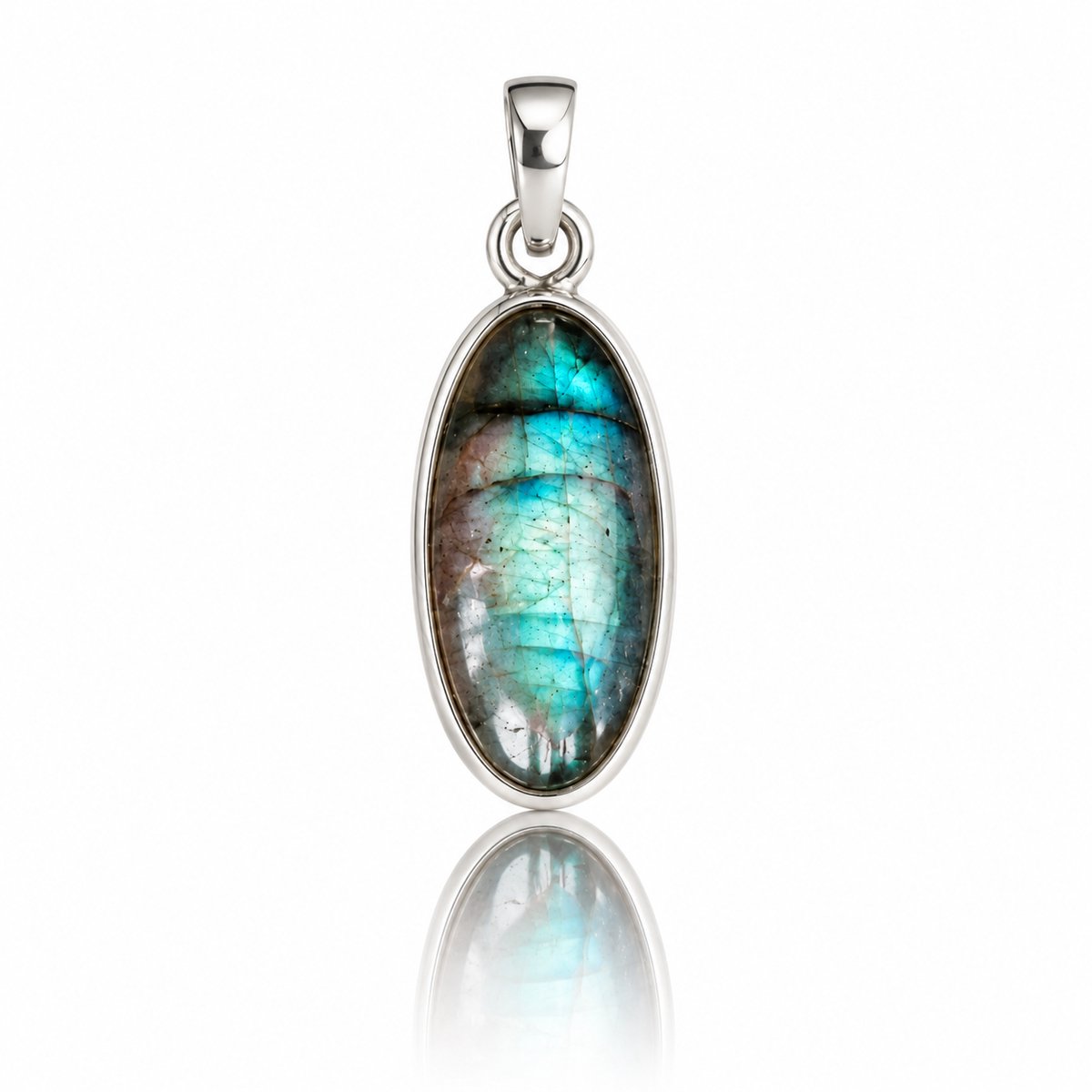 Natuursieraad -  925 sterling zilver labradoriet ketting hanger bedel - luxe edelsteen sieraad - handgemaakt