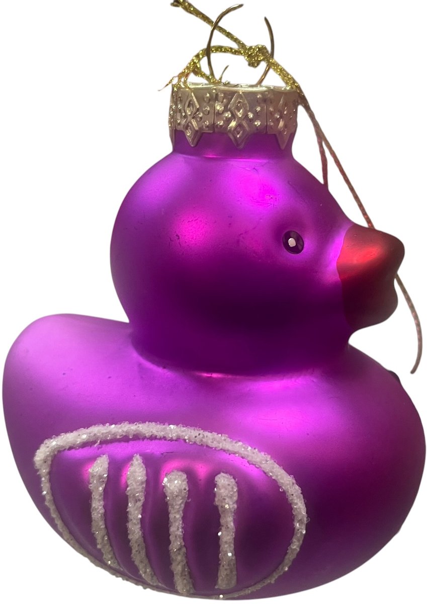 Badeend Kerstbal Ducky – Paars – Glazen Kersthanger – 8 x 7 x 7 cm