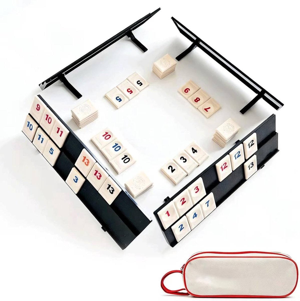 Mini-Rami Speelset met Kaarten en Kaarthouders - Perfect voor Gezellige Spelletjesavonden en Familieplezier