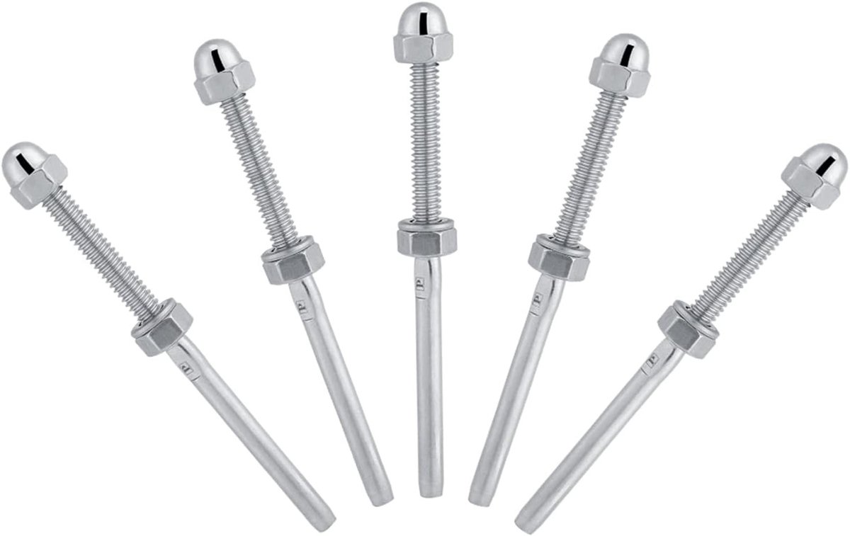 Threaded Stud 10 Pack RVS Spanningseinden voor 1/8" Kabelreling Systeem, Duurzaam en Betrouwbaar