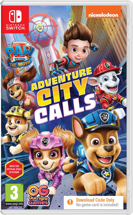 Hoes voor Paw Patrol: The Movie Adventure City Calls voor Nintendo Switch met de pups en Ryder op de cover.