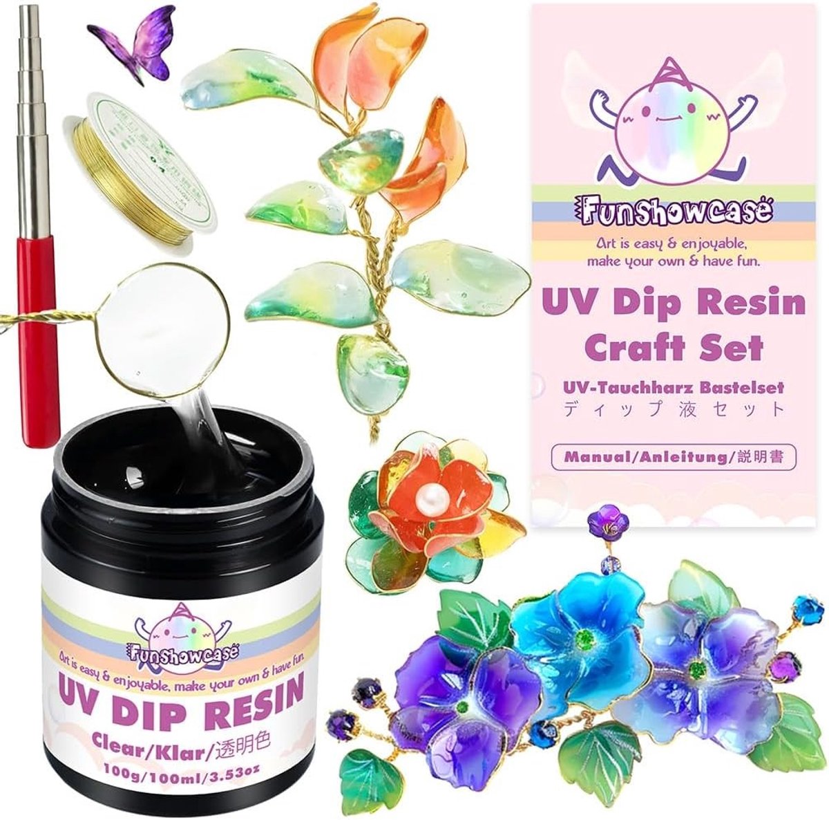 Handgemaakte UV Diphars voor Draadvormen, Transparante Set van 100ml voor Draadkunst en Creatieve Projecten