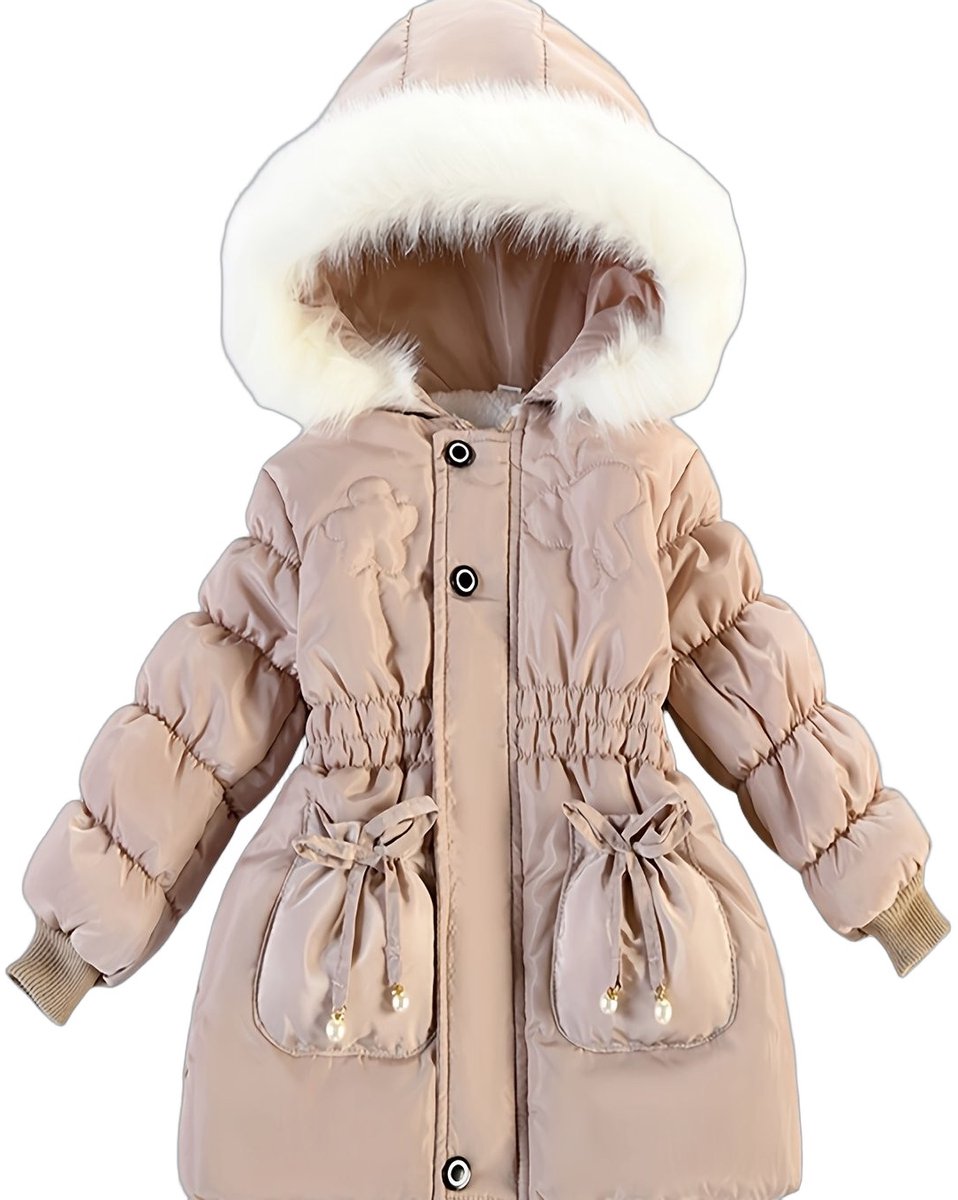 Currero Winterjas Parka Meisjes Lange Jas Meisje Wintermantel Overjas Gewatteerd Waterdicht Winter Stijlvol Mantel Kinderen Oma 4-5 Jaar Grijs
