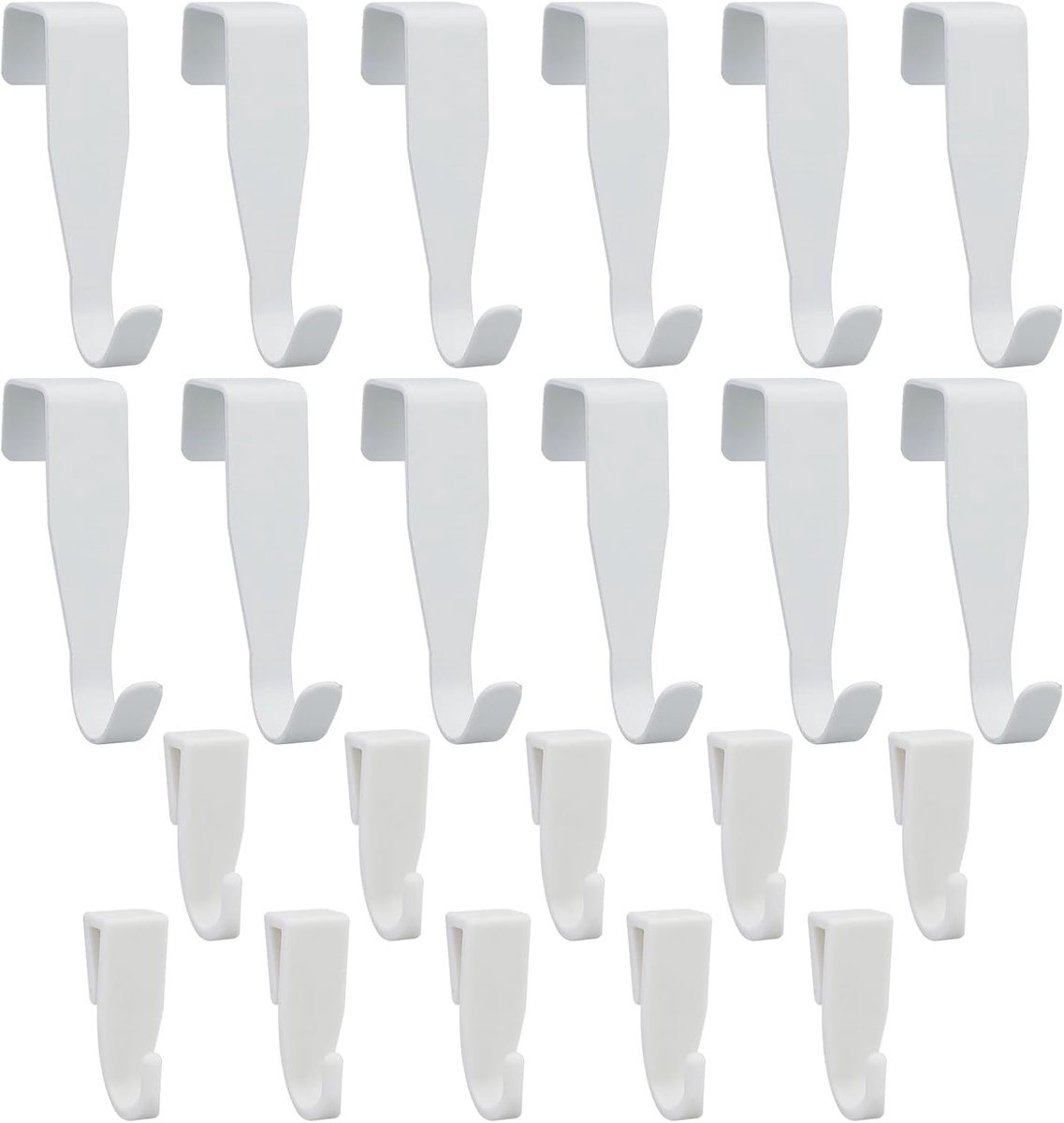 12 stuks koolstofstalen haken, haken met 10 stuks kunststof haken, deurhaken om op te hangen, kledinghaken, deurhaken voor keuken, badkamer, slaapkamer (wit)