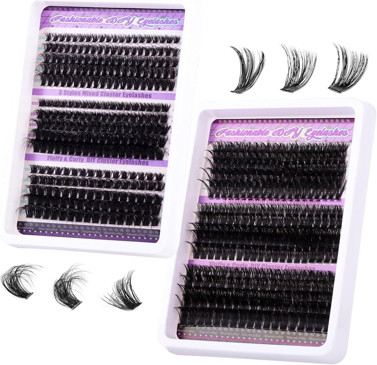 540 Stuks Individuele Wimpers, DIY Cluster Wimpers, D Curl Wimperextensions, 60D/80D/100D, 10-18 cm, Makkelijk in Gebruik, Perfect voor Elke Dag
