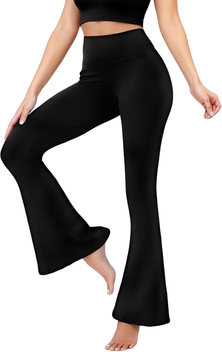 Leggings voor Vrouwen, Hoog Taille Yoga Broeken voor Vrouwen, Zwarte Flared Broeken Bootleg Boot Cut Broeken