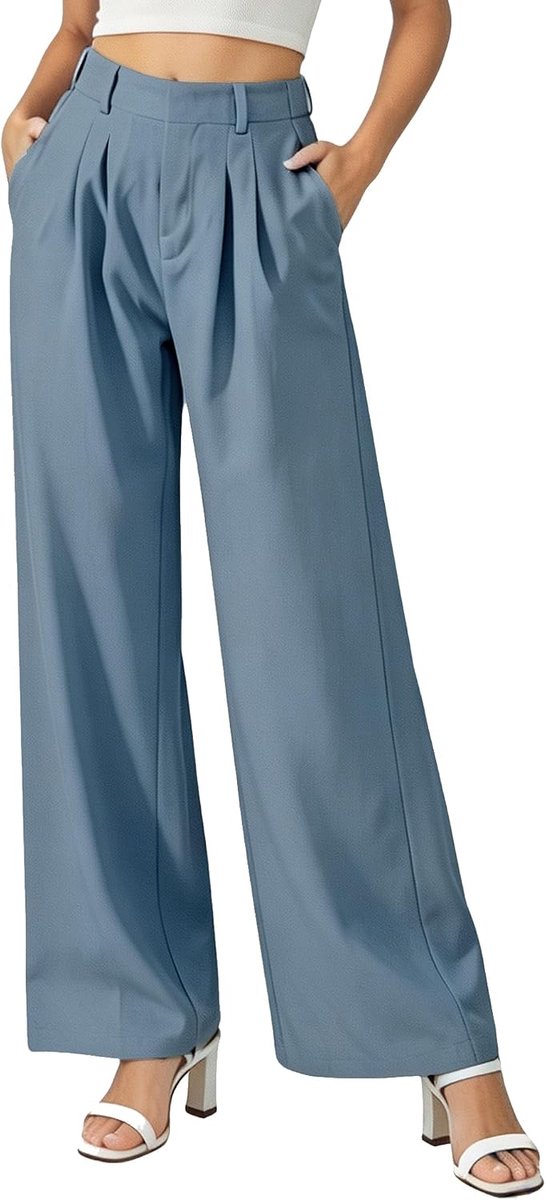 Broek voor dames, zomer, elegant, wijde broek, hoge taille, zakelijke broek, wijde pijpen, palazzo-broek met zakken, casual kostuumbroek, losse werkbroek, kantoor, vrijetijdsbroek