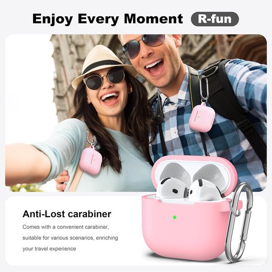 R-fun voor AirPods 4 Hoes (2024) Zacht Siliconen - Roze — afbeelding 2