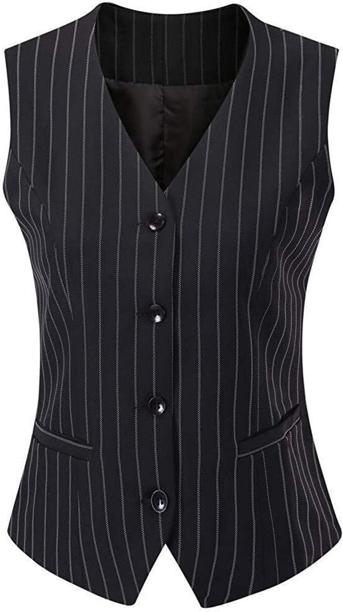 Kostuumvest, gevoerd, button-up, V-hals, smoking, vintage jas, dressy, mouwloos vest