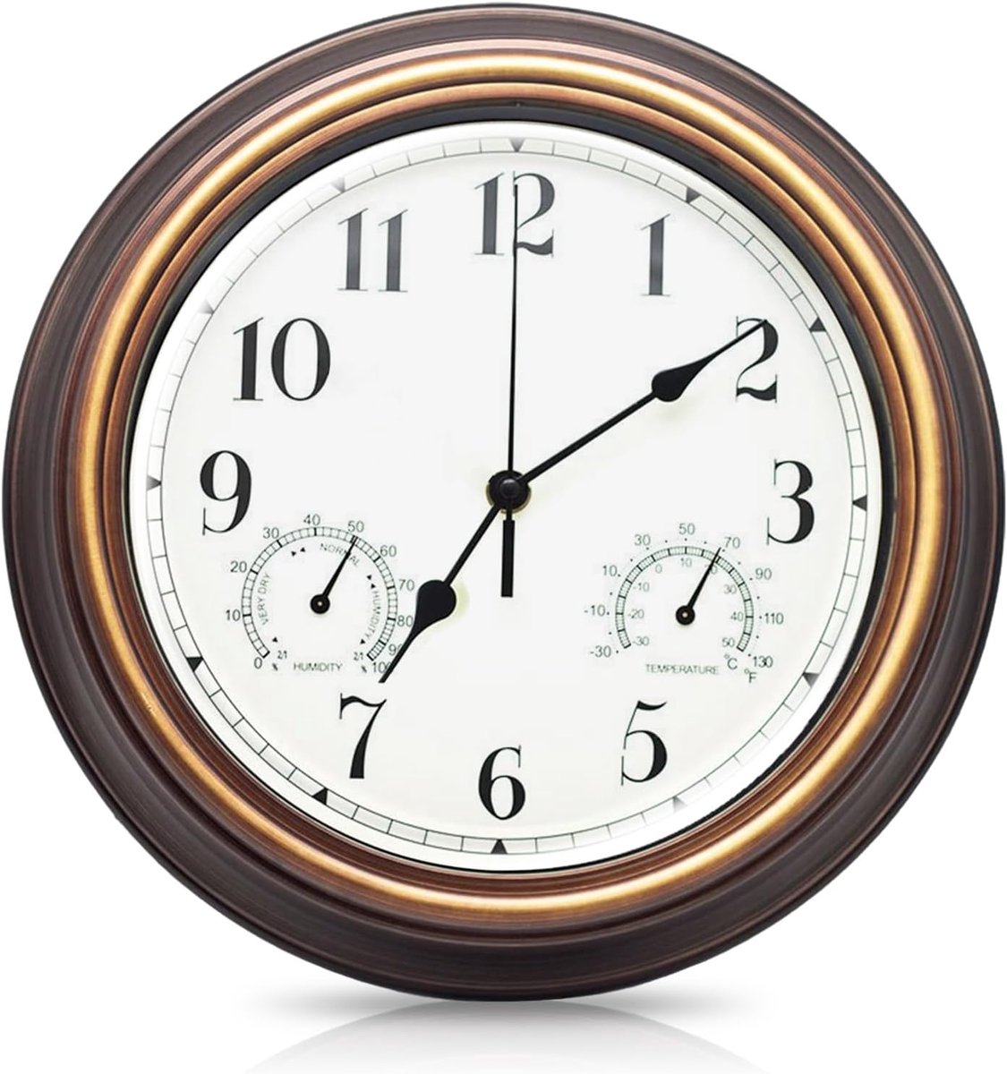 Buitenklokken, waterdicht, waterdichte wandklok, buitenklokken, weerbestendig, met thermometer en hygrometer, wandklok voor binnen en buiten, voor keuken, woonkamer, badkamer
