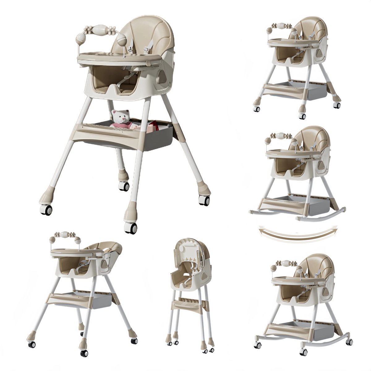 Baby-eetstoel - Kinderstoel op wielen - Opvouwbare stoel - eetstoel - Baby wagentje - Inklapbare Eetstoel Baby - Verstelbare baby stoel