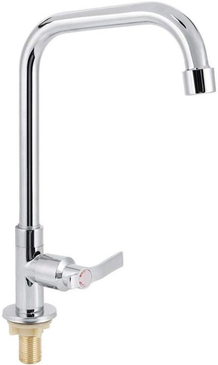 Allecto- Moderne Enkele Handvat Keuken Waterkraan - Accessoire - Enkele Koude Tap - Verticale - Spoelbak Mixer - G1/2in Schroefdraad - Geschikt voor Home - Zilverkleurig