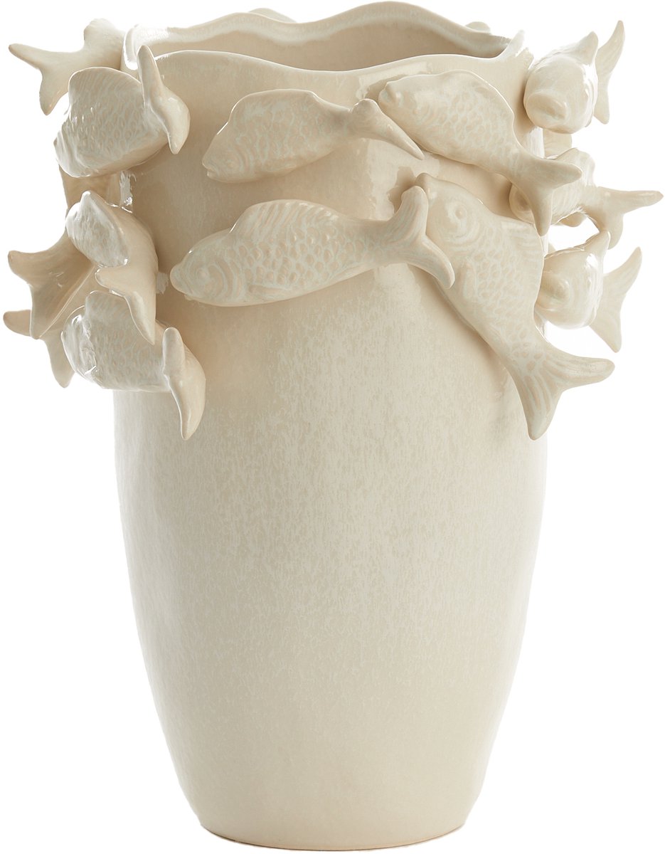 Light & Living Vaas FISH - 29x28x36.5cm - Wit