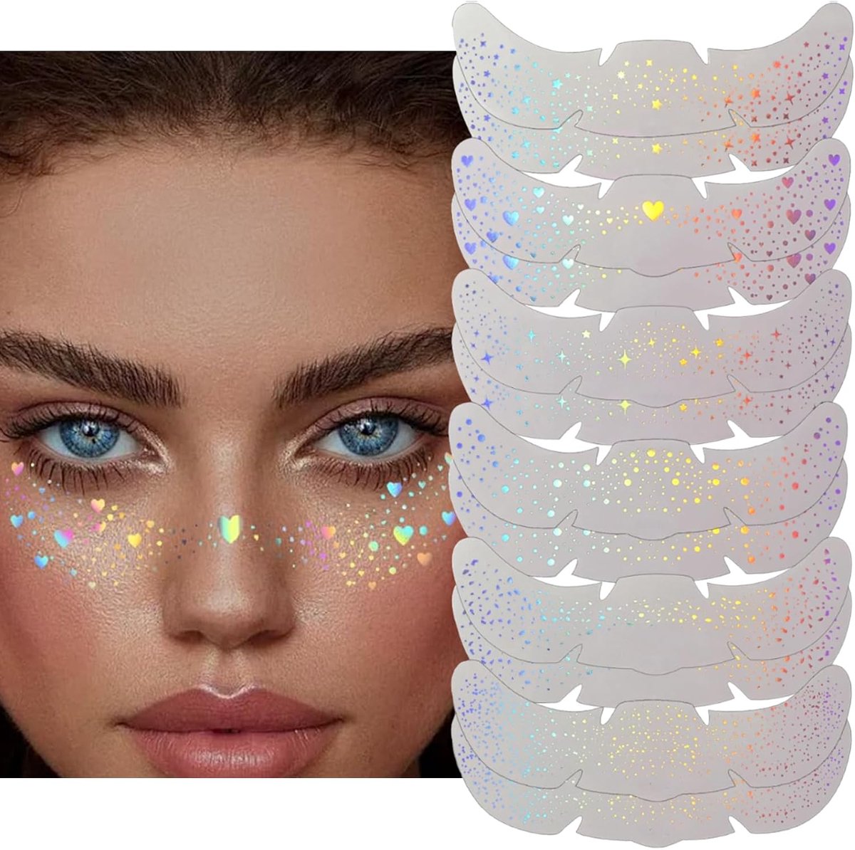 12 stuks glitter sproeten, waterdichte glitterpatches voor vrouwen, schattige ster glitter tattoo-accessoires voor festival en feest