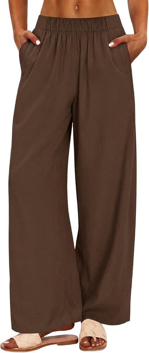 Linnen broek Womens katoen wijde pijpen broek zomer casual broek