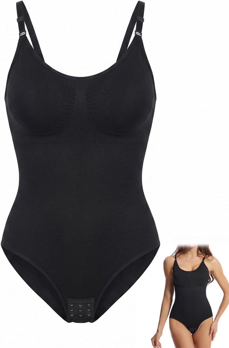 Vormende damesbody, maat M, 1 stuk zwart met geïntegreerde beha, elastisch ondergoed, onzichtbaar voor een platte buik-effect en comfort
