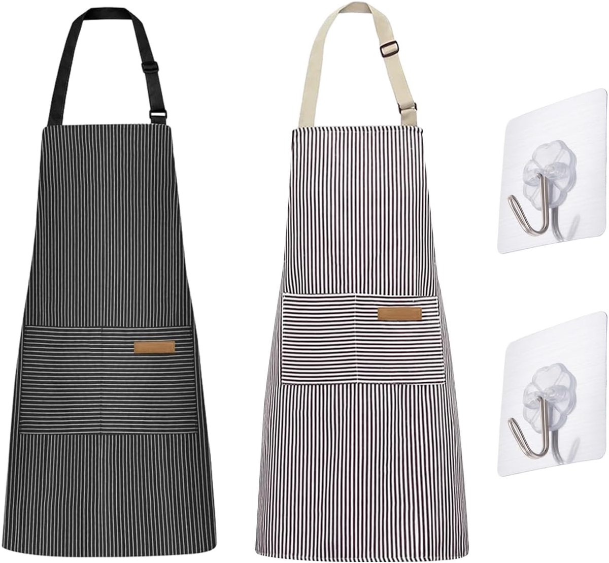 Schorten Set 2 Stuks - Katoen Met Multi-Zakken - Universele Maat Voor Koken En Bakken - ShopVlot