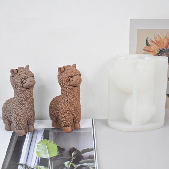 2 stuks 3D alpaca siliconen vorm - kaarsvorm, dier siliconen vorm voor doe-het-zelf kaarsen gieten en handgemaakte zeep (groot + klein) — afbeelding 4