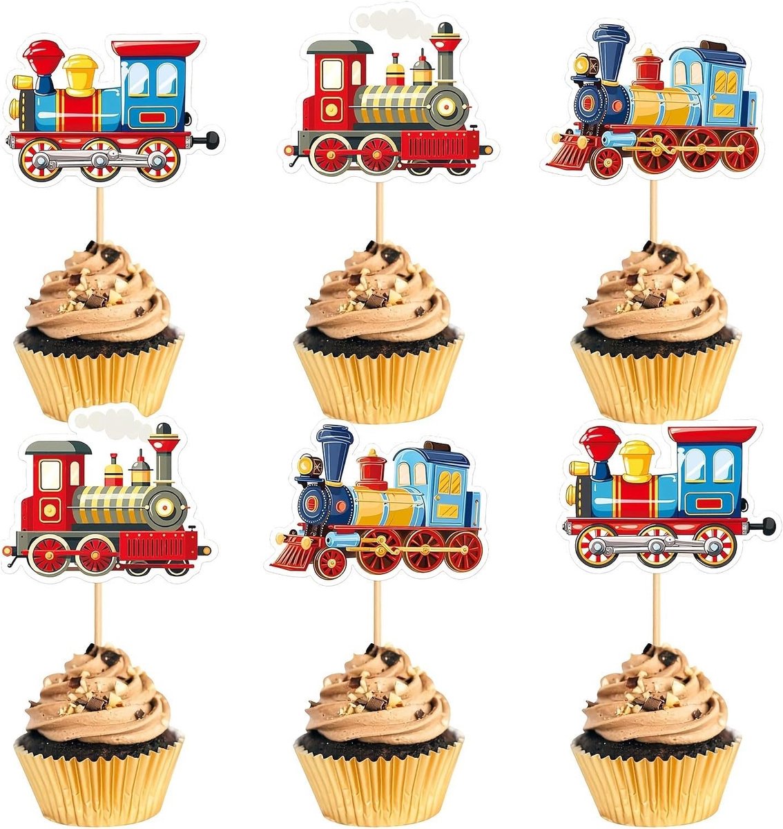 24 creatieve taartstekers in retro trein-design, decoratie voor middeleeuwse desserts, verjaardagsfeestaccessoires, taartdecoratie voor vriendin en vriend