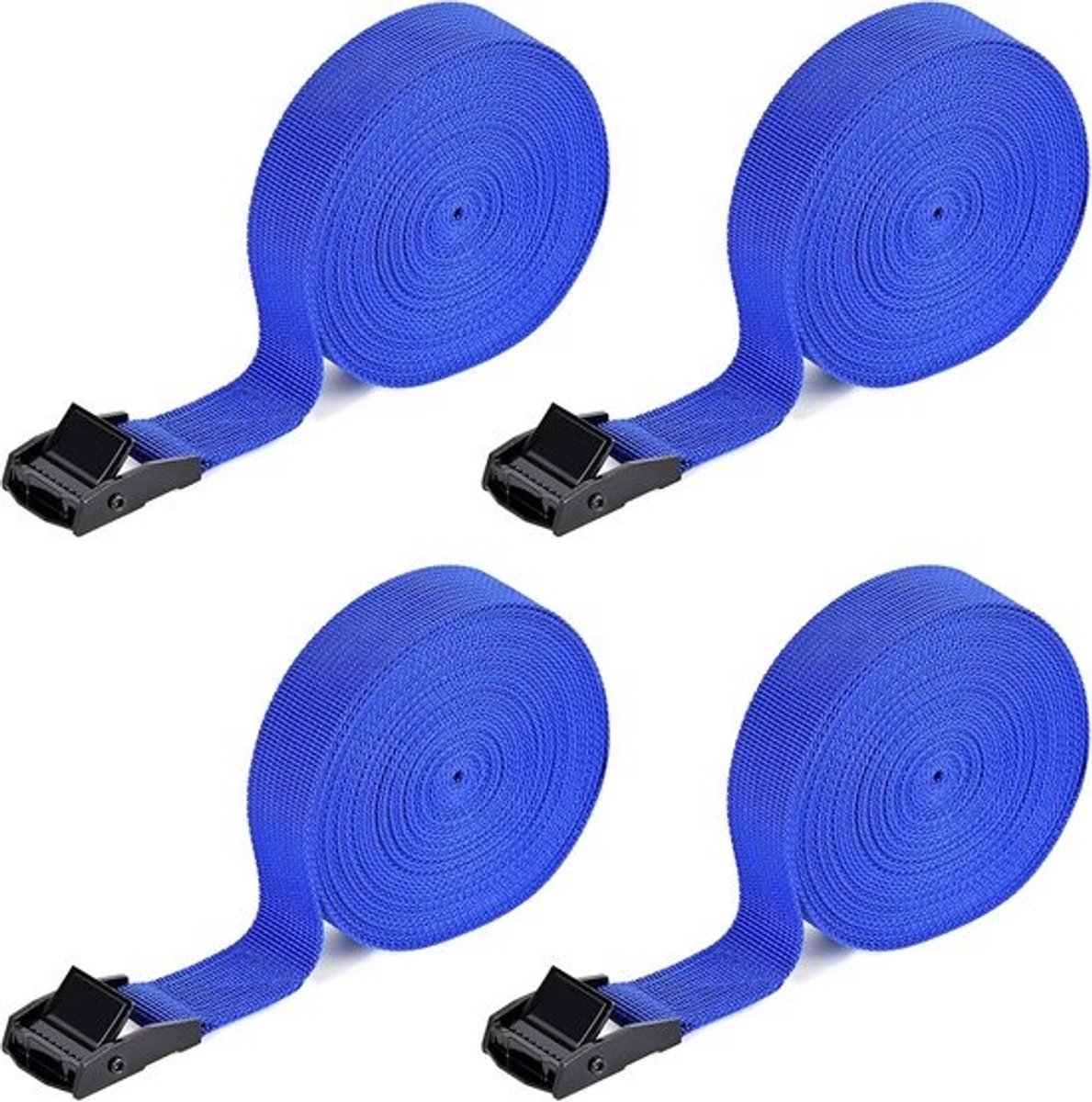 Spanbanden - Sjorbanden voor Bevestiging - Ladingbeveiliging - Blauw 6 meter 4 stuks