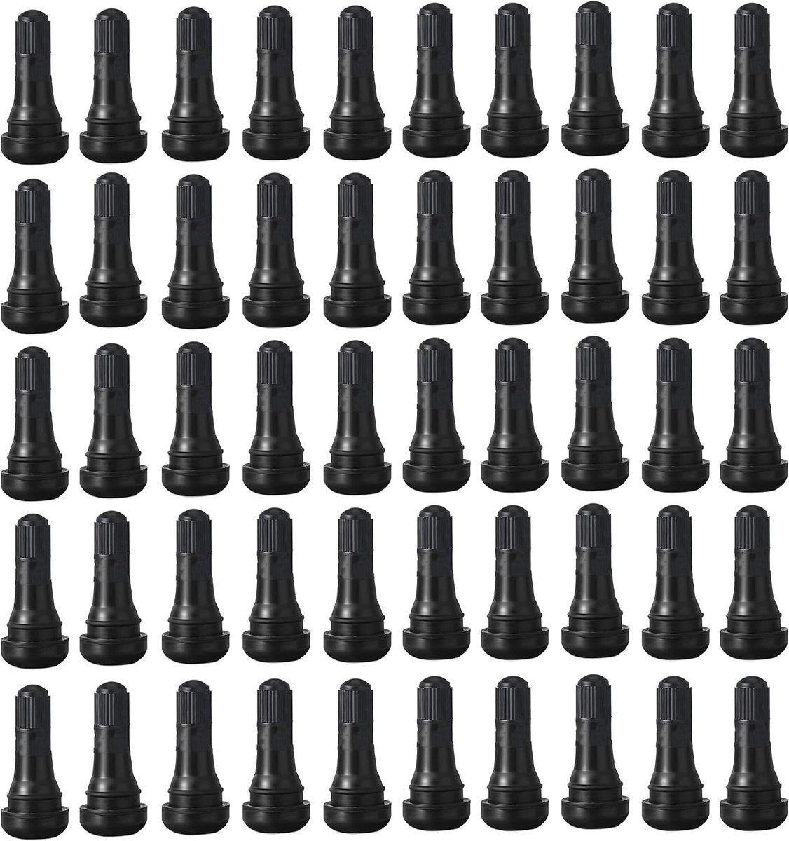 50 Stuks TR413 Ventielen voor Auto Banden, Zwarte Rubber Ventielen, Snap-In Bandenventielen voor Optimale Prestaties
