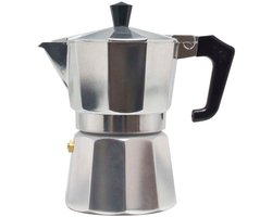 Cookinglife Percolator 2-3 Kopjes - Moka Pot - Aluminium - Grijs/Zwart - Authentieke Espresso - 150 ml