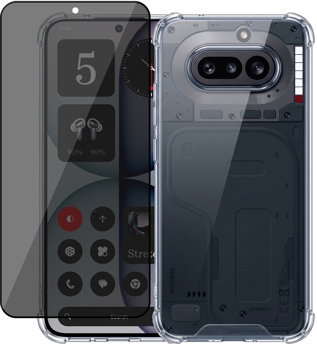Hoesje geschikt voor Nothing Phone 4a – CrystalClear Back Cover – Schokbestendig – Privacy Screenprotector Full Cover