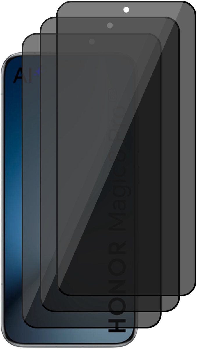 Privacy Screenprotector geschikt voor Honor Magic 8 Pro – 3 Stuks – Full Cover Gehard Glas – Anti Inkijk – Privacy Filter